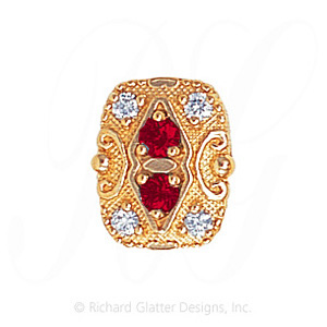 GS525 R/D - 14 Karat Gold Slide with Ruby center and Diamond accents 